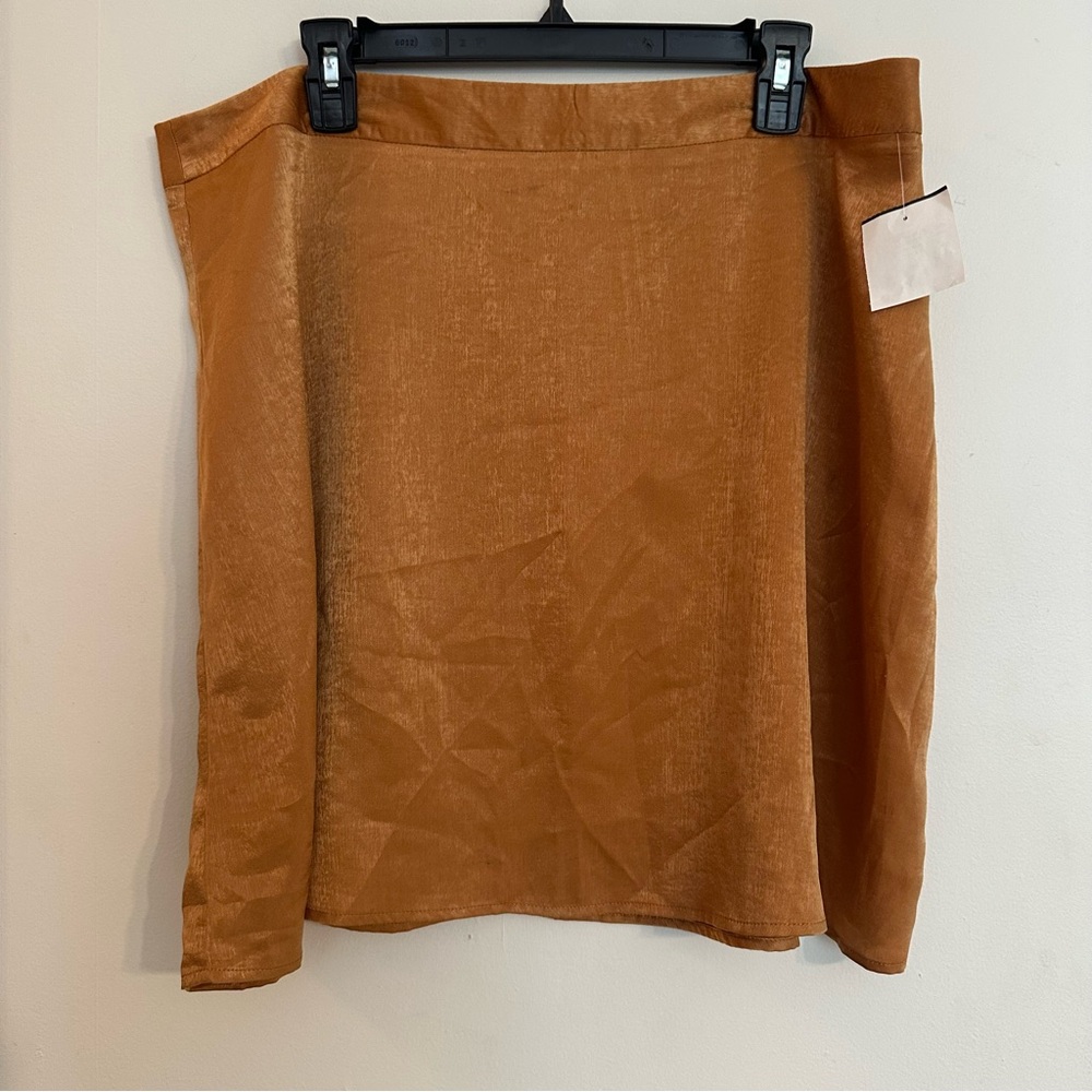 Forever 21+ Womens 1X A-line Mini Skirt Faux Suede Brown Back-Zip Polyester NEW